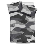 Grey And White Camouflage Print Duvet Cover Bedding Set