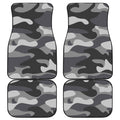 Grey And White Camouflage Print Front and Back Car Floor Mats