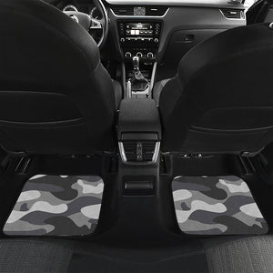 Grey And White Camouflage Print Front and Back Car Floor Mats