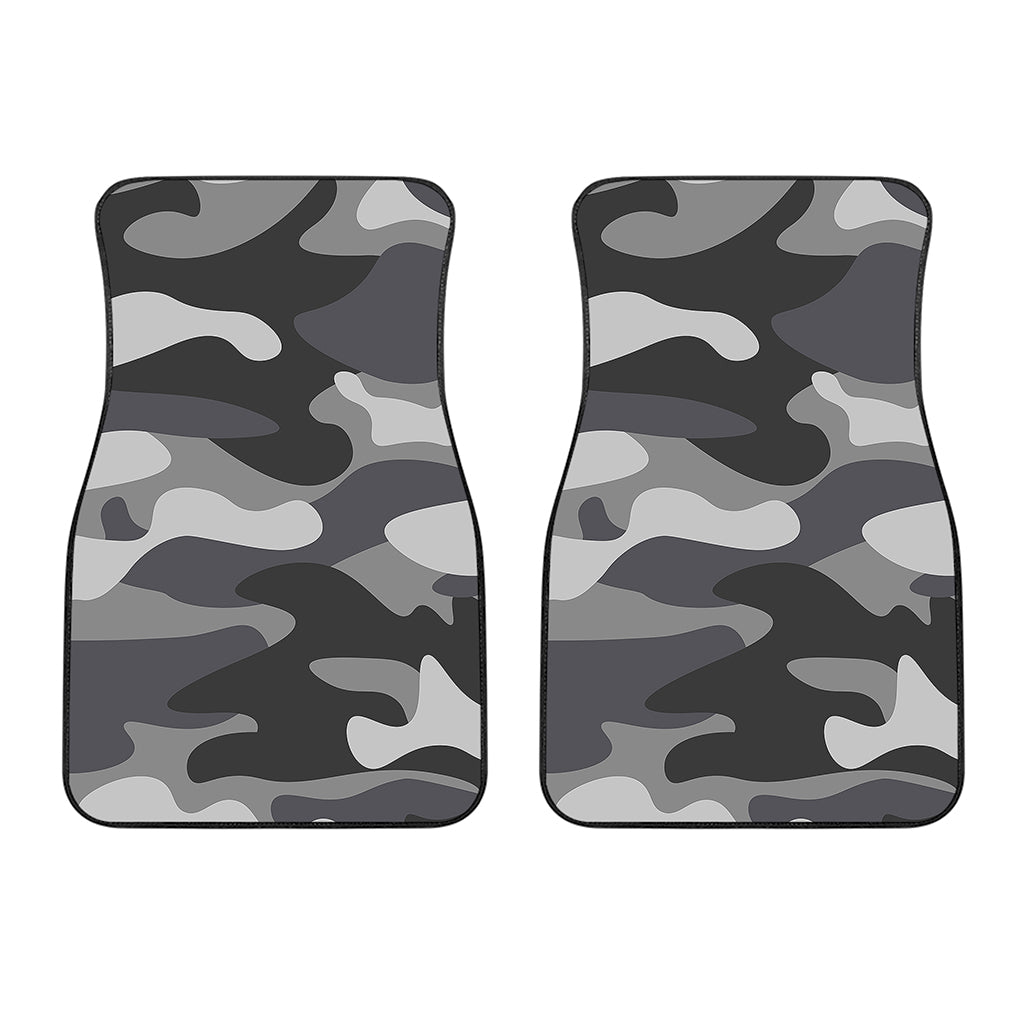 Grey And White Camouflage Print Front Car Floor Mats