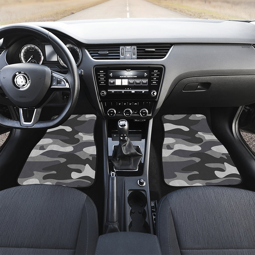 Grey And White Camouflage Print Front Car Floor Mats