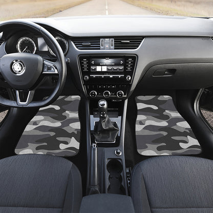 Grey And White Camouflage Print Front Car Floor Mats