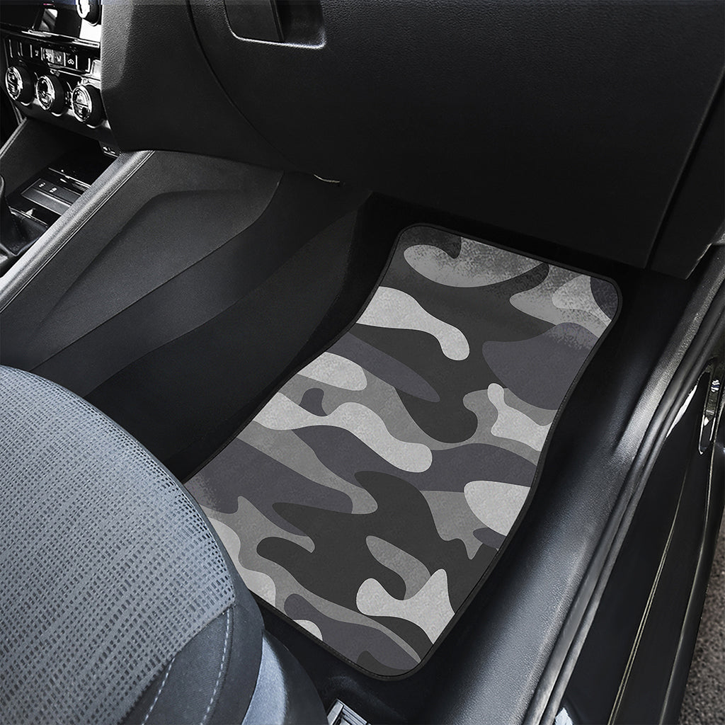 Grey And White Camouflage Print Front Car Floor Mats