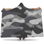 Grey And White Camouflage Print Hooded Blanket