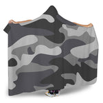 Grey And White Camouflage Print Hooded Blanket
