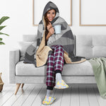 Grey And White Camouflage Print Hooded Blanket