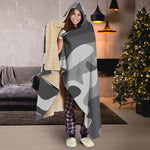 Grey And White Camouflage Print Hooded Blanket