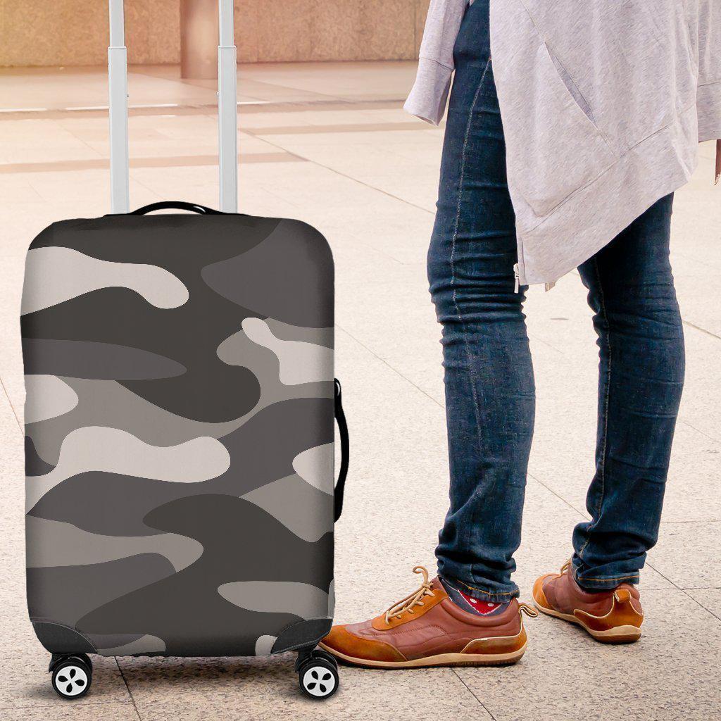 Grey And White Camouflage Print Luggage Cover GearFrost