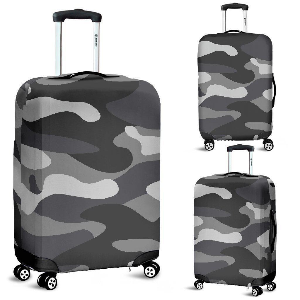 Grey And White Camouflage Print Luggage Cover GearFrost