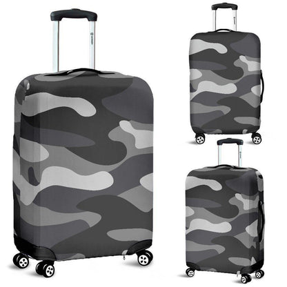 Grey And White Camouflage Print Luggage Cover GearFrost