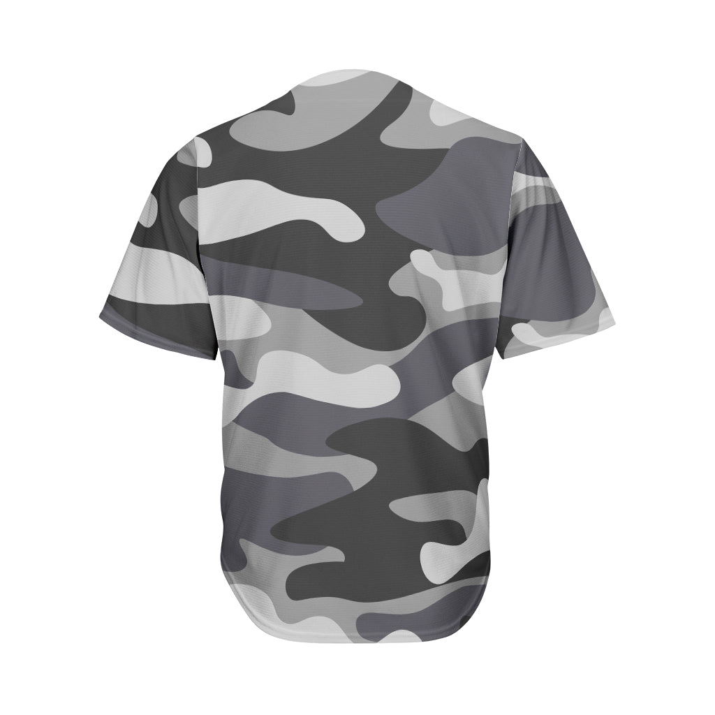 Grey And White Camouflage Print Men's Baseball Jersey