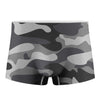 Grey And White Camouflage Print Men's Boxer Briefs