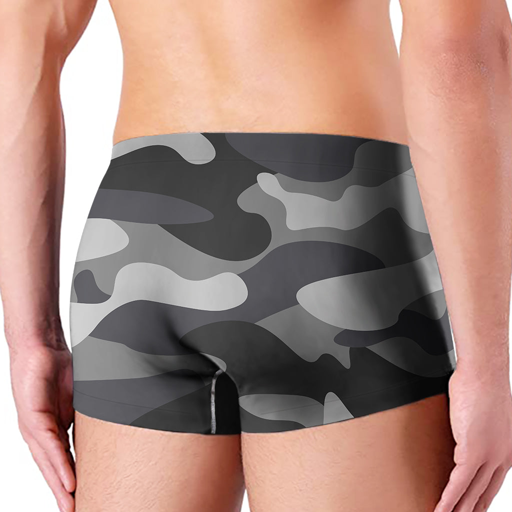 Grey And White Camouflage Print Men's Boxer Briefs