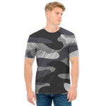 Grey And White Camouflage Print Men's T-Shirt