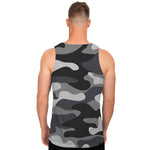 Grey And White Camouflage Print Men's Tank Top