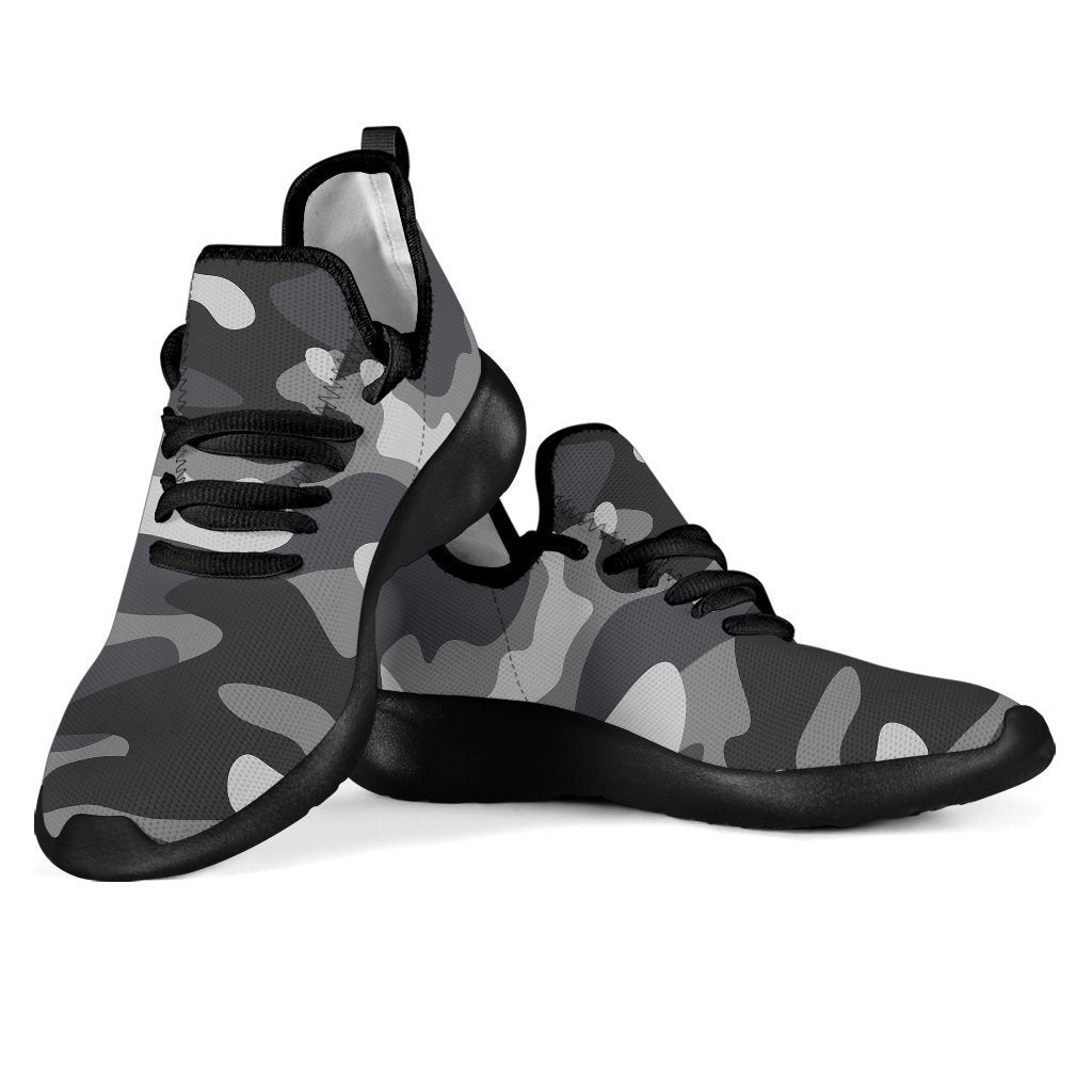Grey And White Camouflage Print Mesh Knit Shoes GearFrost