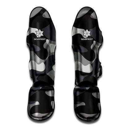 Grey And White Camouflage Print Muay Thai Shin Guard