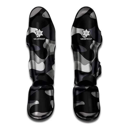 Grey And White Camouflage Print Muay Thai Shin Guard