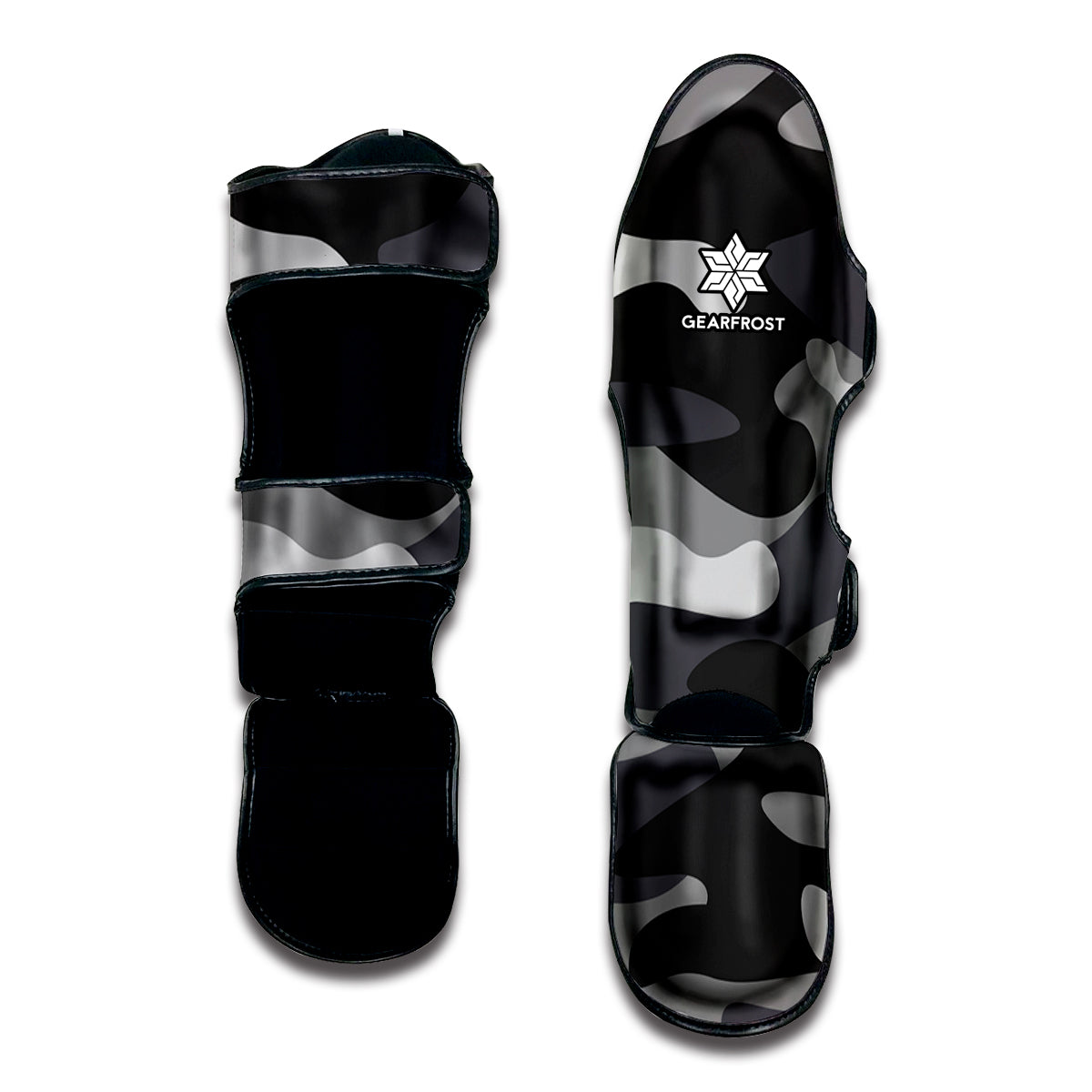 Grey And White Camouflage Print Muay Thai Shin Guard