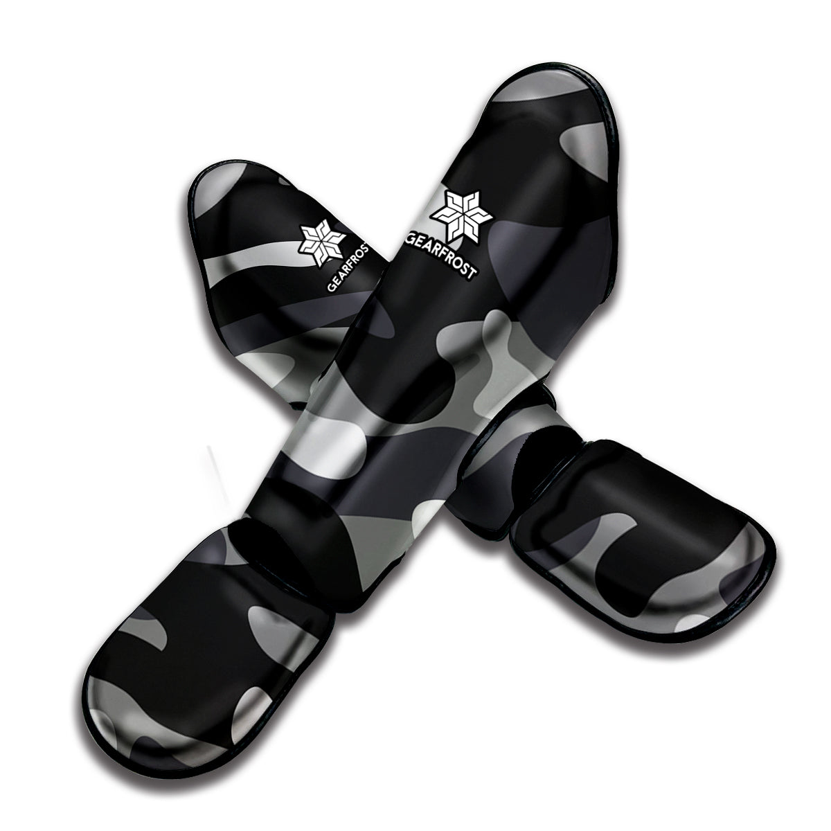 Grey And White Camouflage Print Muay Thai Shin Guard