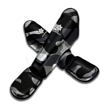 Grey And White Camouflage Print Muay Thai Shin Guard