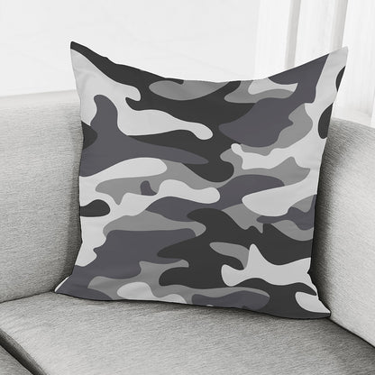 Grey And White Camouflage Print Pillow Cover