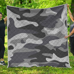 Grey And White Camouflage Print Quilt