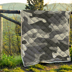 Grey And White Camouflage Print Quilt