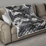 Grey And White Camouflage Print Quilt