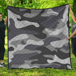 Grey And White Camouflage Print Quilt