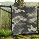 Grey And White Camouflage Print Quilt