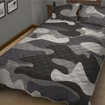 Grey And White Camouflage Print Quilt Bed Set