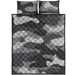 Grey And White Camouflage Print Quilt Bed Set