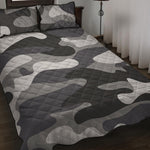 Grey And White Camouflage Print Quilt Bed Set