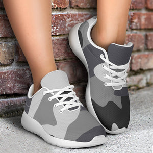 Grey And White Camouflage Print Sport Shoes GearFrost