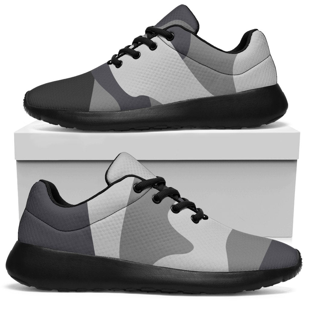 Grey And White Camouflage Print Sport Shoes GearFrost