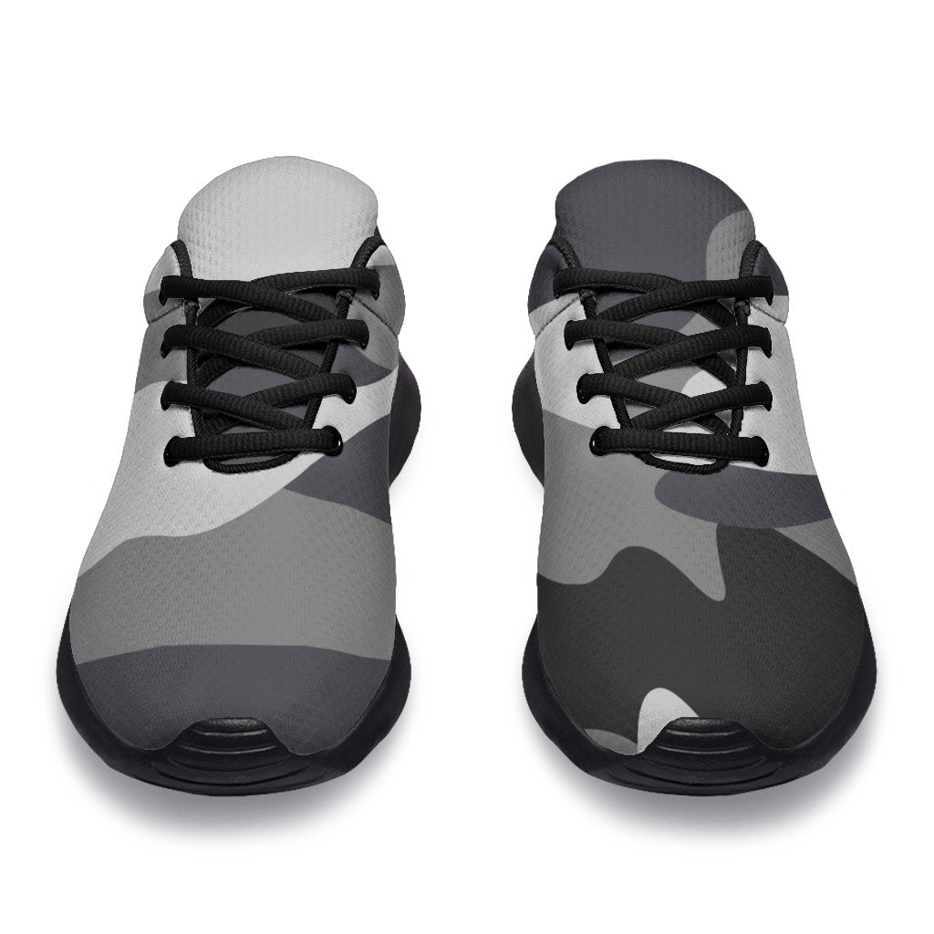 Grey And White Camouflage Print Sport Shoes GearFrost