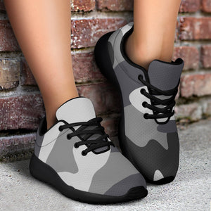 Grey And White Camouflage Print Sport Shoes GearFrost