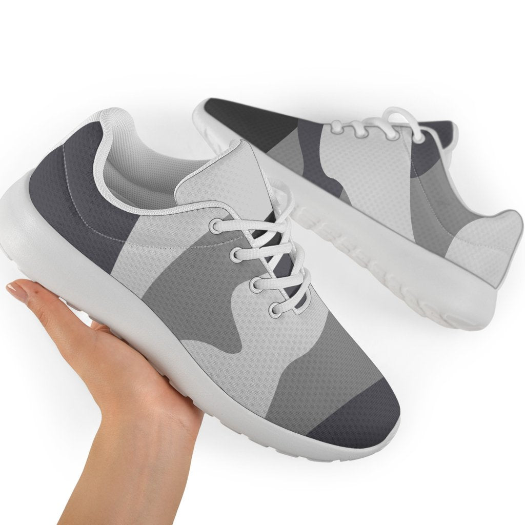 Grey And White Camouflage Print Sport Shoes GearFrost