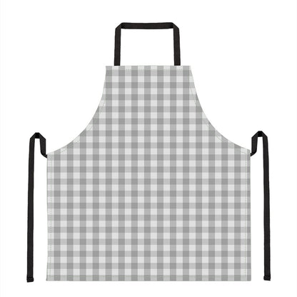 Grey And White Check Pattern Print Apron
