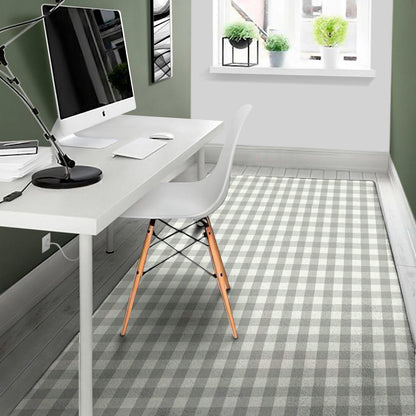 Grey And White Check Pattern Print Area Rug