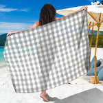 Grey And White Check Pattern Print Beach Sarong Wrap