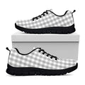 Grey And White Check Pattern Print Black Running Shoes