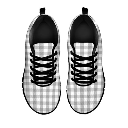 Grey And White Check Pattern Print Black Sneakers