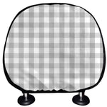 Grey And White Check Pattern Print Car Headrest Covers