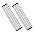 Grey And White Check Pattern Print Car Seat Belt Covers