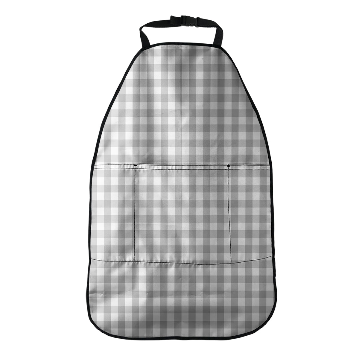 Grey And White Check Pattern Print Car Seat Organizers