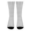 Grey And White Check Pattern Print Crew Socks