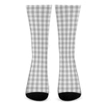 Grey And White Check Pattern Print Crew Socks