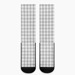 Grey And White Check Pattern Print Crew Socks